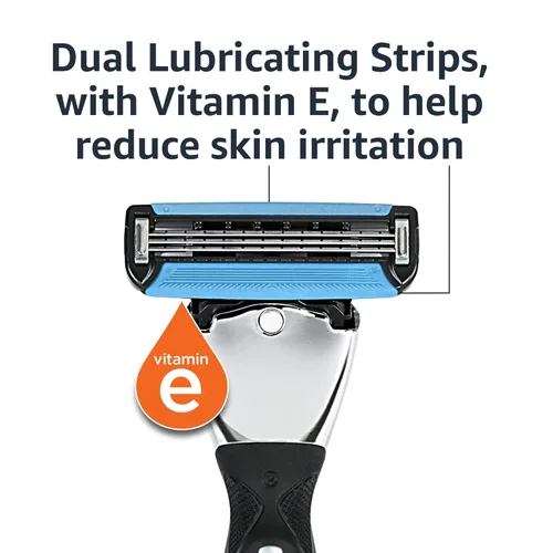 Miniatura 3 de Amazon Basics - Recambios de maquinilla de afeitar de 3 cuchillas para hombre con lubricación dual, 12 cartuchos