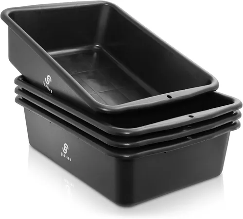 Jubilee Paquete de 4 Contenedores de Almacenamiento de Plástico, Bandeja Utilitaria Comercial - Caja Resistente de Uso Pesado para Lavavajillas para