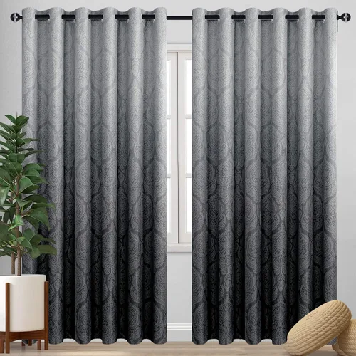 Miniatura 53 de DWCN - Cortinas blackout para dormitorio, diseño de damasco con aislamiento térmico y ojales, para sala de estar, juego de 2 paneles de cortina Gris