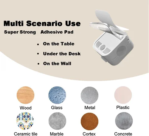 Miniatura 6 de Paquete de 10 clips magnéticos para cables, organizador de cables, soporte adhesivo para cable de teléfono para mesita de noche, escritorio, cables