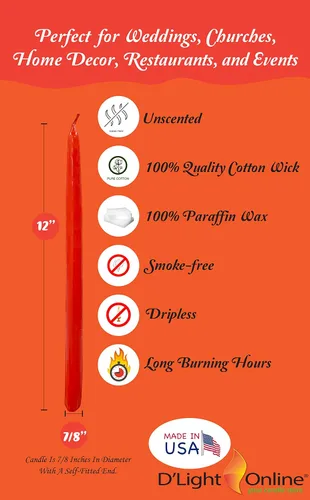 Miniatura 2 de D'light Online Elegantes Velas Cónicas de Otoño Estacional de 10 Pulgadas de Calidad Premium - Sin Perfume, Velas Cónicas Sumergidas a Mano, Sin