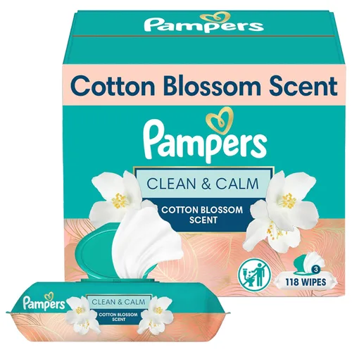 Miniatura 11 de Pampers - Toallitas Clean & Calm, aroma a flores de algodón, 336 toallitas en total (6 paquetes con tapa emergente)