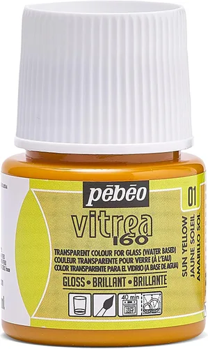 Miniatura 42 de Pebeo Vitrea 160 - Pintura para vidrio brillante, botella de 45 ml - Azul lapislázuli