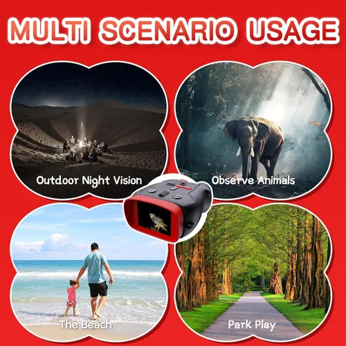Miniatura 3 de Gafas de visión nocturna para niños con tarjeta de 32 GB, binoculares de visión nocturna para niños con zoom 5X, cámara digital HD 1080P, gran