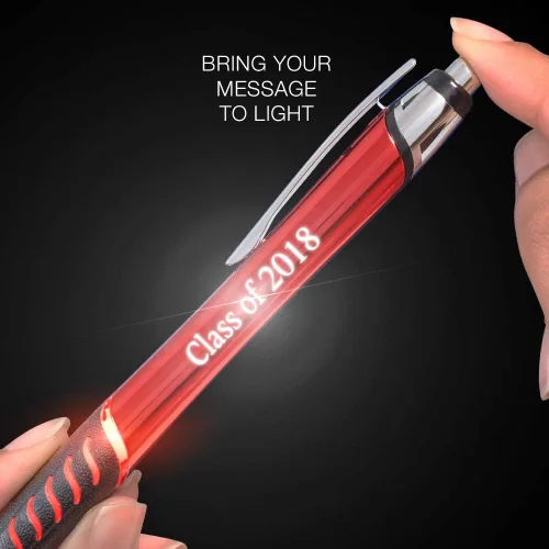Miniatura 4 de 5 bolígrafos de metal grabados con láser personalizados con grabado iluminado y agarre. Disponible en 5 colores - Personalización gratuita - Haz