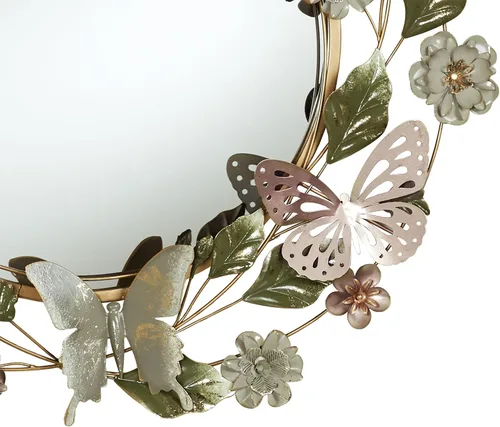 Miniatura 4 de Touch of Class Espejo de pared de metal dimensional con diseño floral, diseño redondo, inspirado en la naturaleza, para dormitorio, baño