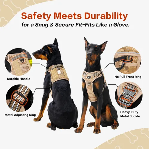 Miniatura 7 de PawsPassion Arnés para perro sin tirones para perro mediano y grande, arnés táctico ajustable y resistente, arnés de chaleco de servicio Voyager