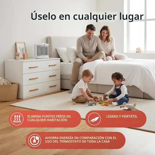 Miniatura 5 de Lasko Calentador Eléctrico Portátil de Cerámica para Espacio con Enchufe ALCI para Uso en Baño, 2 Ajustes de Calor y Botón de Calor Simple, 8