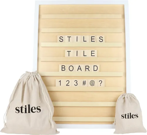 Miniatura 10 de Stiles 92 fichas de letras premium para tablero de fichas, solo letras, no incluye tablero de letras, alfabeto de crucigrama de madera Nogal