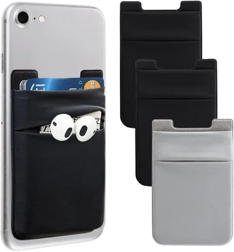 Miniatura 10 de Hoblaze Funda elástica para tarjetas de crédito, con bolsillo para tarjetas de crédito, funda adhesiva 3M, compatible con teléfonos inteligentes