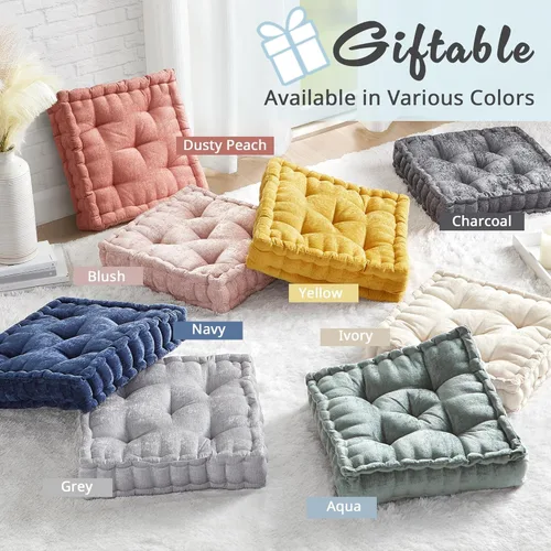 Miniatura 8 de Intelligent Design Azza Almohada de Piso, Cojines Grandes para Sentarse para Adultos, Almohada de Piso para Meditación o Yoga, Chenille Lustroso