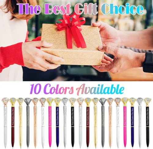 Miniatura 5 de Hasta 100 bolígrafos de diamante personalizados a granel con nombre, bolígrafo de impresión personalizada con logotipo de negocios grabado, mensaje
