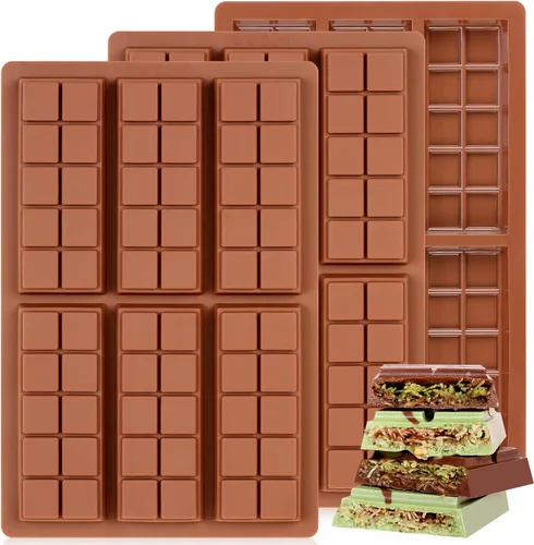 Miniatura 20 de Molde de barra de chocolate – Moldes antiadherentes para chocolate, molde profundo de silicona de grado alimenticio para pistacho de Dubai, dulces