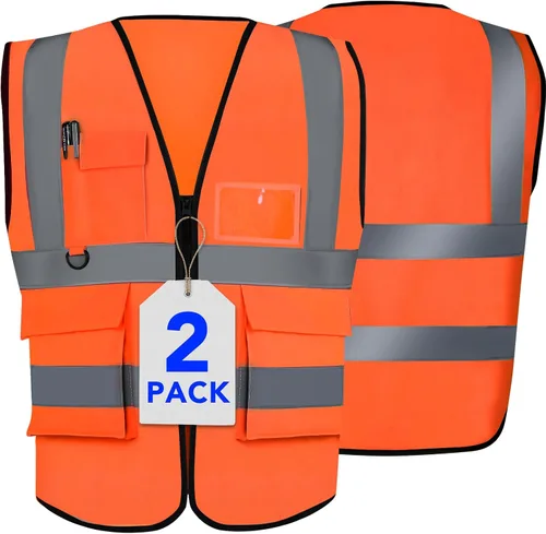 Miniatura 11 de XPCARE Chalecos de seguridad reflectantes para mujeres y hombres, chaleco de seguridad de alta visibilidad con bolsillos y cremallera frontal