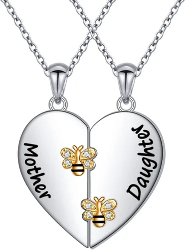 DAOCHONG Collar con colgante de corazón de plata esterlina S925 para madre, hija, nieta, familia, joyería de papá, mamá, abuela, hijo, cumpleaños