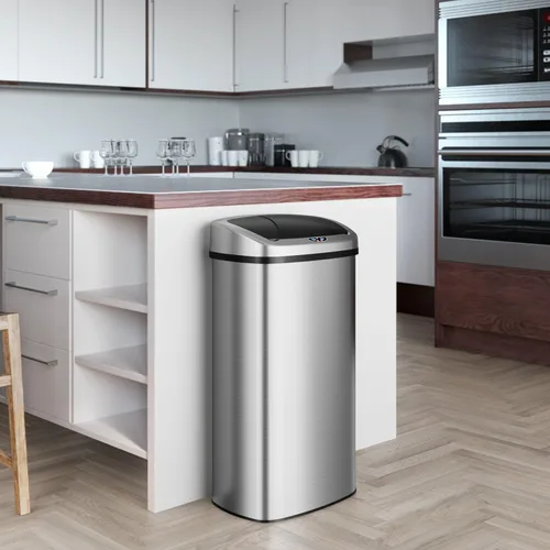 Miniatura 2 de iTouchless - Cubo de basura con sensor de 91 l / 24 galones 2.0 para cocina con tapa, recipiente de reciclaje automático sin contacto de acero Plata