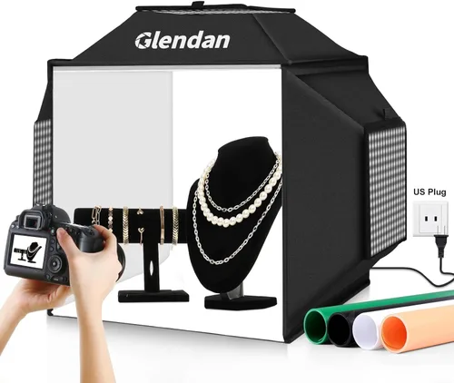 Miniatura 15 de Glendan Caja de luz fotográfica de 32 x 32 pulgadas, caja de luz grande para fotos con 3 paneles de luz, 792 perlas LED, CRI >95, kit de carpa
