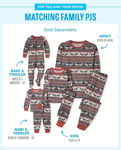 Miniatura 4 de The Children's Place Pijama de Navidad unisex para bebé, algodón