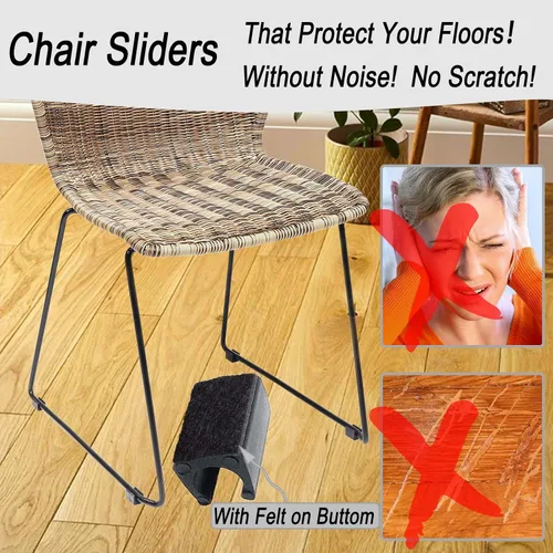 Miniatura 3 de Tapas rectangulares en forma de U para patas de silla con almohadillas de fieltro, protector de pies de muebles se desliza suavemente, sin arañazos