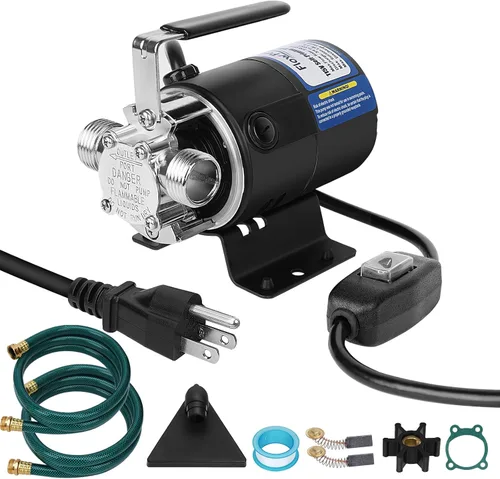 Bomba de transferencia de agua de 110 V con interruptor conveniente, 1/10 HP 330 GPH con puertos de 3/4 pulgadas Bomba de agua de doble manguera -