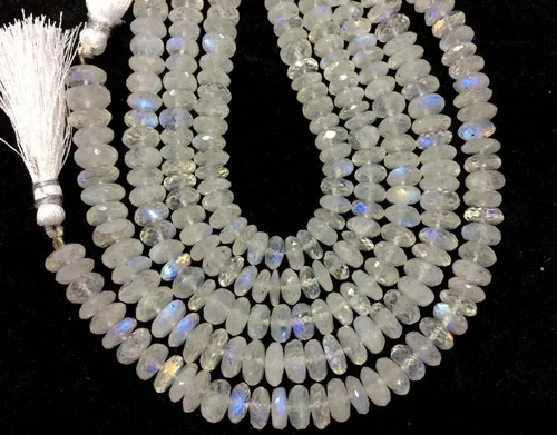 Miniatura 3 de AAA+ - Cuentas de manualidades con facetas de piedra lunar con efecto arcoíris blanco, 0.157-0.197 in, redondas, 8 piezas