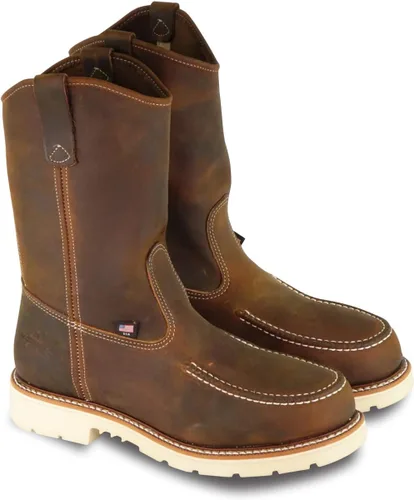 Thorogood American Heritage - Botas Wellington con punta de seguridad de acero de 11 pulgadas para hombre, cuero de grano completo de primera