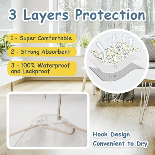 Miniatura 4 de Cambiador de pañales para bebé, 31.5 x 21.5 pulgadas, extra grande, impermeable, absorbente, portátil, cambiador reutilizable para viajes o uso