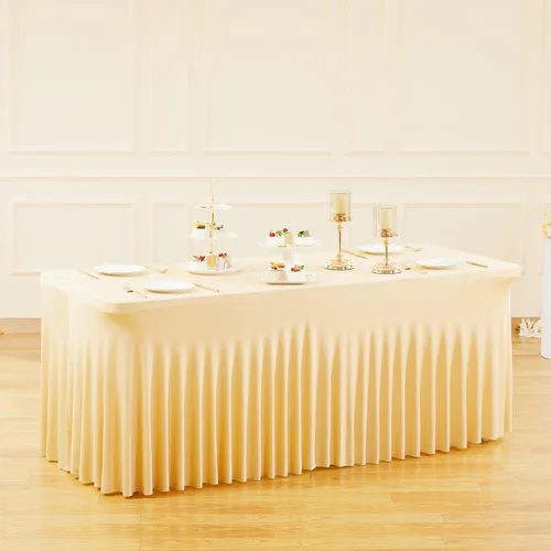 Miniatura 21 de Besutolife falda de mesa de 6 pies rosa para mesa rectangular, falda de mesa de tutú de elastano para fiestas, bodas, baby shower