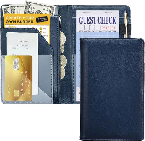 Miniatura 15 de Bloc de notas de servidor (paquete de 10) - 500 cheques de invitados en total - 1 parte de papel azul para cheques de invitados con recibo de azul