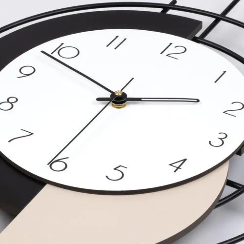 Miniatura 5 de Reloj de pared grande para decoración de sala de estar, reloj de pared decorativo moderno en negro con péndulo, de madera, funciona con pilas, sin