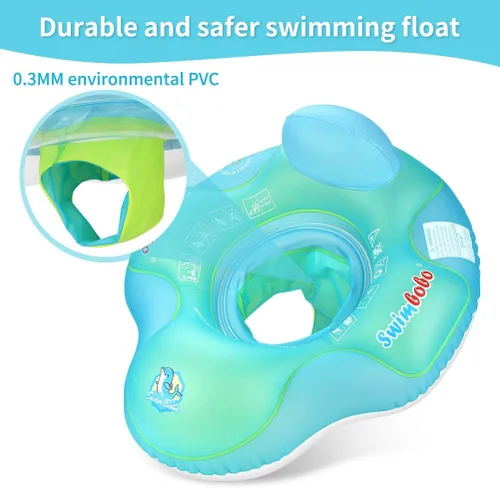 Miniatura 3 de Flotador inflable de piscina para bebé, asiento de piscina para niños de 2 a 4 años (azul, grande)