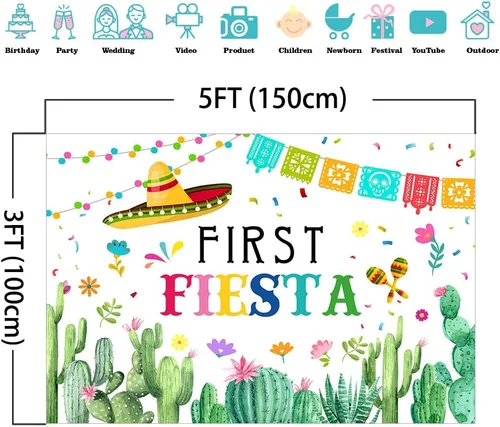 Miniatura 4 de Mocsicka Telón de fondo de fiesta de cumpleaños para primera fiesta, temática de fiesta mecicana, fondo de fiesta de primer cumpleaños, decoración