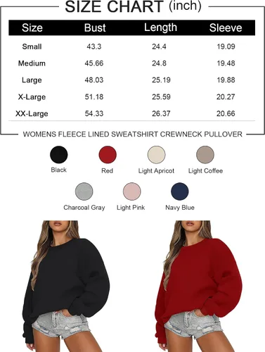 Miniatura 5 de LOMON Sudadera de cuello redondo para mujer, casual, de gran tamaño, sudadera con capucha de manga larga de forro polar