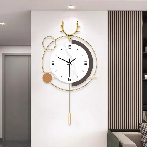 Miniatura 9 de Reloj de pared decorativo con péndulo, silencioso, de calidad de cuarzo, operado con batería, reloj de pared grande para sala de estar, cocina