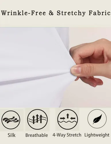 Miniatura 5 de HOTOUCH Camisas abotonadas para mujer de manga larga elásticas camisas de vestir sin arrugas blusas de trabajo ajuste ceñido tops de oficina