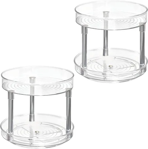 Miniatura 9 de mDesign - Plato giratorio de 2 niveles para almacenamiento de alimentos, 9.0 in, redondo