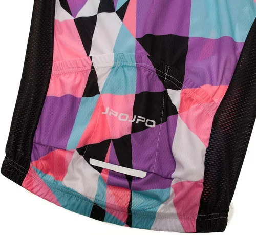 Miniatura 145 de Camiseta de ciclismo para mujer, manga corta y pantalones cortos de ciclismo acolchados para verano