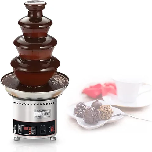 Fuente de fondue de chocolate de acero inoxidable de 4 niveles, pantalla digital, máquina eléctrica comercial de fuente de chocolate, capacidad de 7
