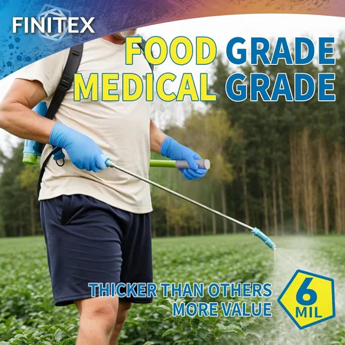 Miniatura 2 de FINITEX Guantes desechables de nitrilo azul 6mil de alta resistencia, sin látex, guantes de goma sin polvo, 100 unidades, aptos para cocinar