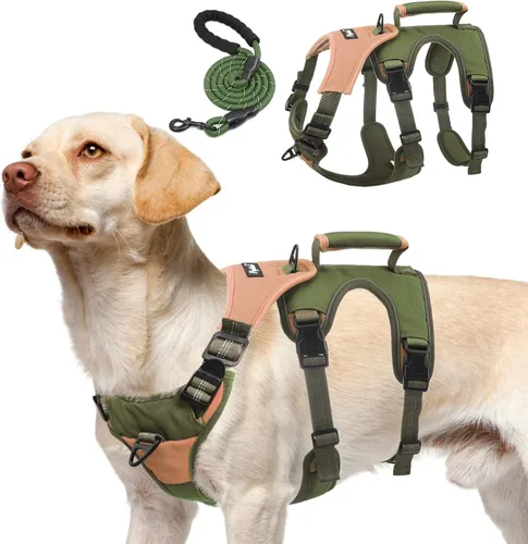 Miniatura 9 de PUPTECK Juego de arnés y correa para perro a prueba de escape, chaleco reflectante sin tirones con asa de elevación, arnés para mascotas de fácil