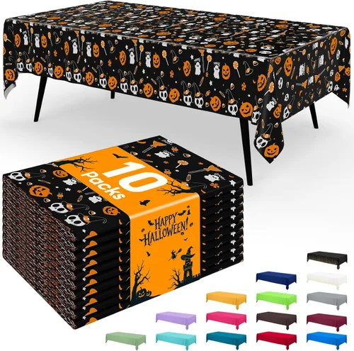 Miniatura 89 de Smiry - Juego de 6 manteles desechables, 54 x 78 pulgadas, manteles impermeables rectangulares para fiestas, cubierta de mesa de plástico