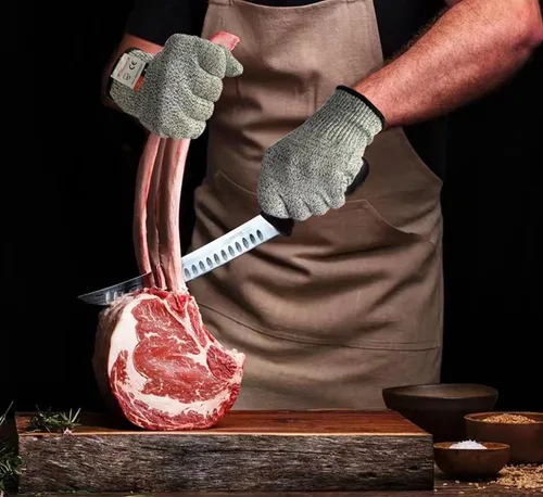 Miniatura 5 de Guantes resistentes a cortes, 4 pares de guantes resistentes a cortes de grado alimenticio, guantes de corte para cocina, pelado de ostras, Gris