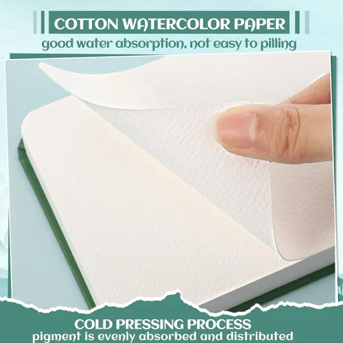 Miniatura 3 de 40 hojas de cuaderno de acuarela 4x6 pulgadas, papel de acuarela de 140 lb/300 GSM para bocetos de acuarela, papel de acuarela prensado en frío