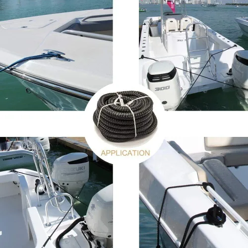 Miniatura 8 de Young Marine Cuerda de muelle de nailon trenzado doble, línea de muelle de 3/8 pulgadas x 15 pies con ojal de 12 pulgadas para botes de amarre, Negro