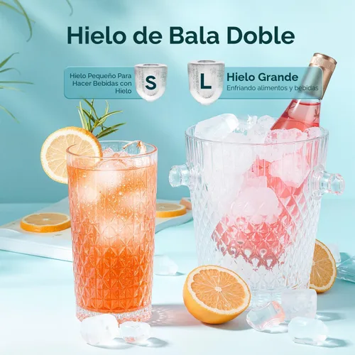 Miniatura 4 de BREEZOME Encimera para hacer hielo, 9 cubos de hielo en 6 minutos, máquina de hielo portátil autolimpiante con cesta y cuchara, 2 tamaños de hielo
