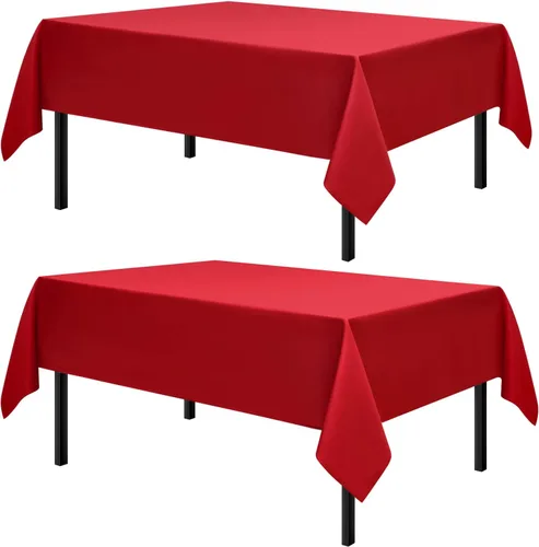 Miniatura 25 de Romanstile Mantel rectangular de poliéster, paquete de 2 manteles rectangulares de 60 x 84 pulgadas, resistentes a las manchas y a las arrugas, Negro