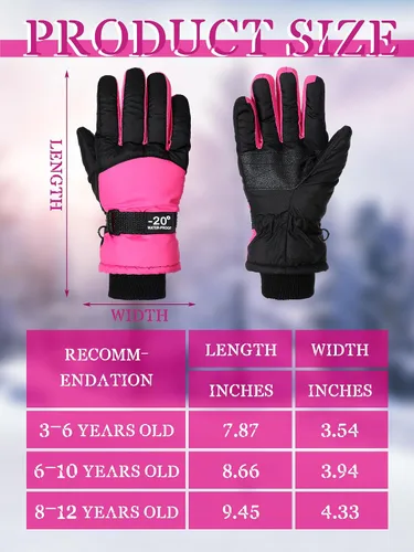 Miniatura 3 de SATINIOR 2 pares de guantes de nieve impermeables para niños, guantes de esquí para niños y niñas, guantes de snowboard cálidos y gruesos para clima