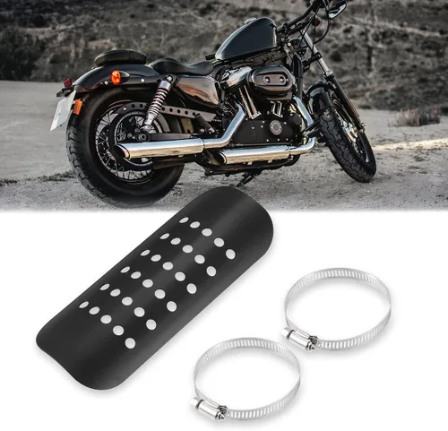 Miniatura 2 de X AUTOHAUX 1 Unidades Universal Motocicleta Escape Escudo Calor Escudo Tubo Protector De Escape Silenciador Protector Negro