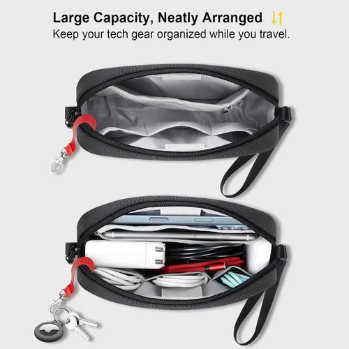 Miniatura 2 de Lacdo Organizador de artículos electrónicos, estuche de viaje, organizador de cables para artículos esenciales, resistente al agua, accesorios