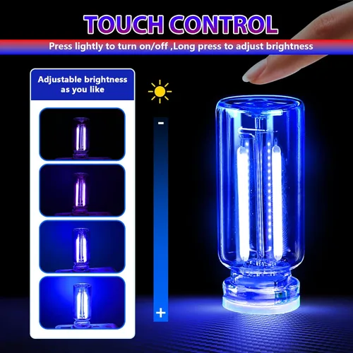 Miniatura 3 de 2 luces LED USB para automóvil, luces LED regulables al tacto, puerto USB, iluminación ambiental retro para automóvil, luces LED interiores Azul